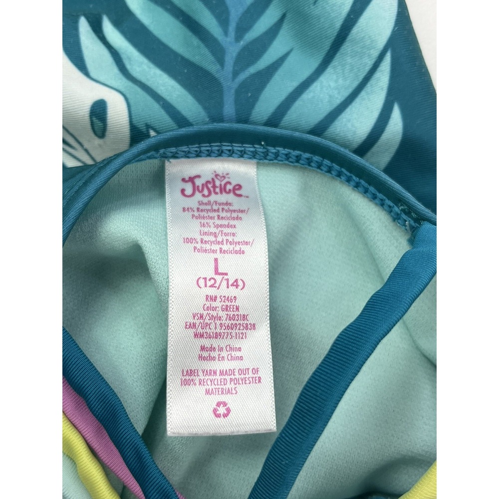 Justice Girls Large Floral "Cali Vibes Justice Beach" Strappy Back Swimsuit - Picture 7 of 16